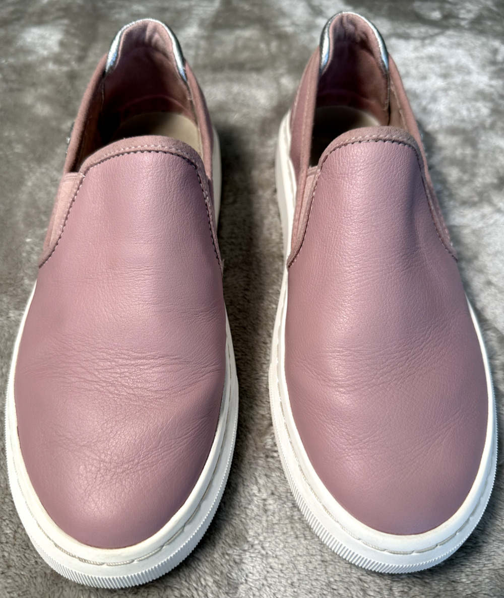 UGG Australia Alameda Pink Silver Leather Slip On Sneakers Womens Size 6.5